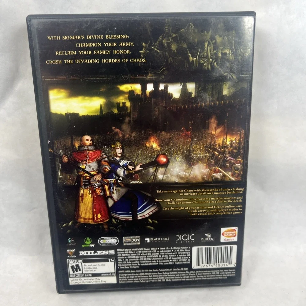 Warhammer Mark of Chaos (PC, 2006) Bandai Namco Complete with‎ Manual CIB